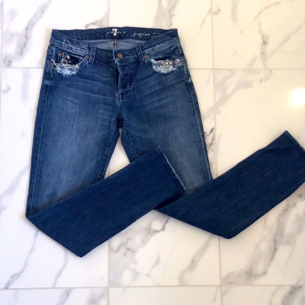 SEVEN Studded Josefina Skinny Boyfriend Jeans